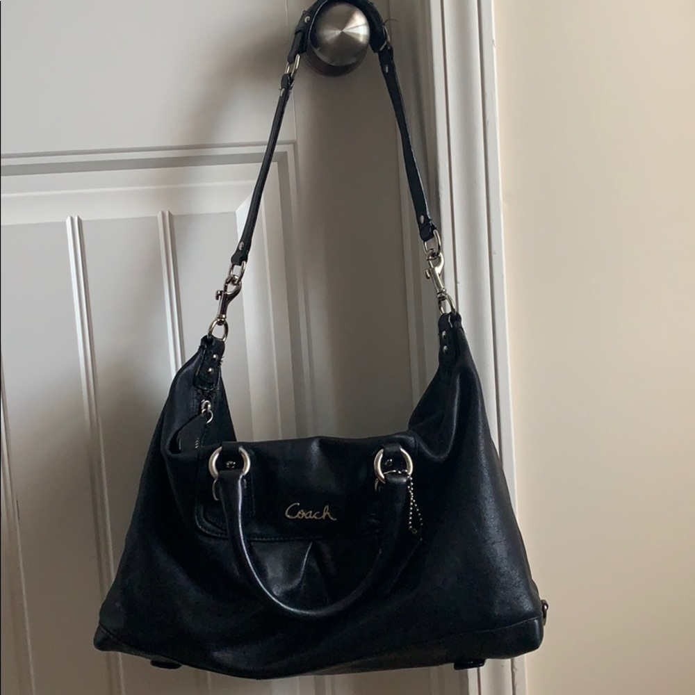 Black leather Coach bag